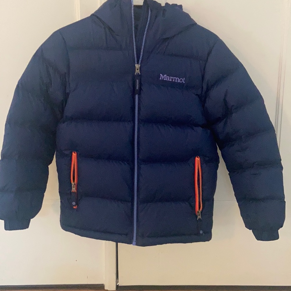 Marmot Kids Jacket - Navy Blue with Orange Accents